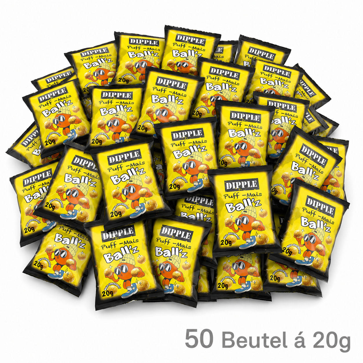 DIPPLE Puff-Mais BallZ 50 x 20g (1kg) – Maissnack | !MHD 01/2027!