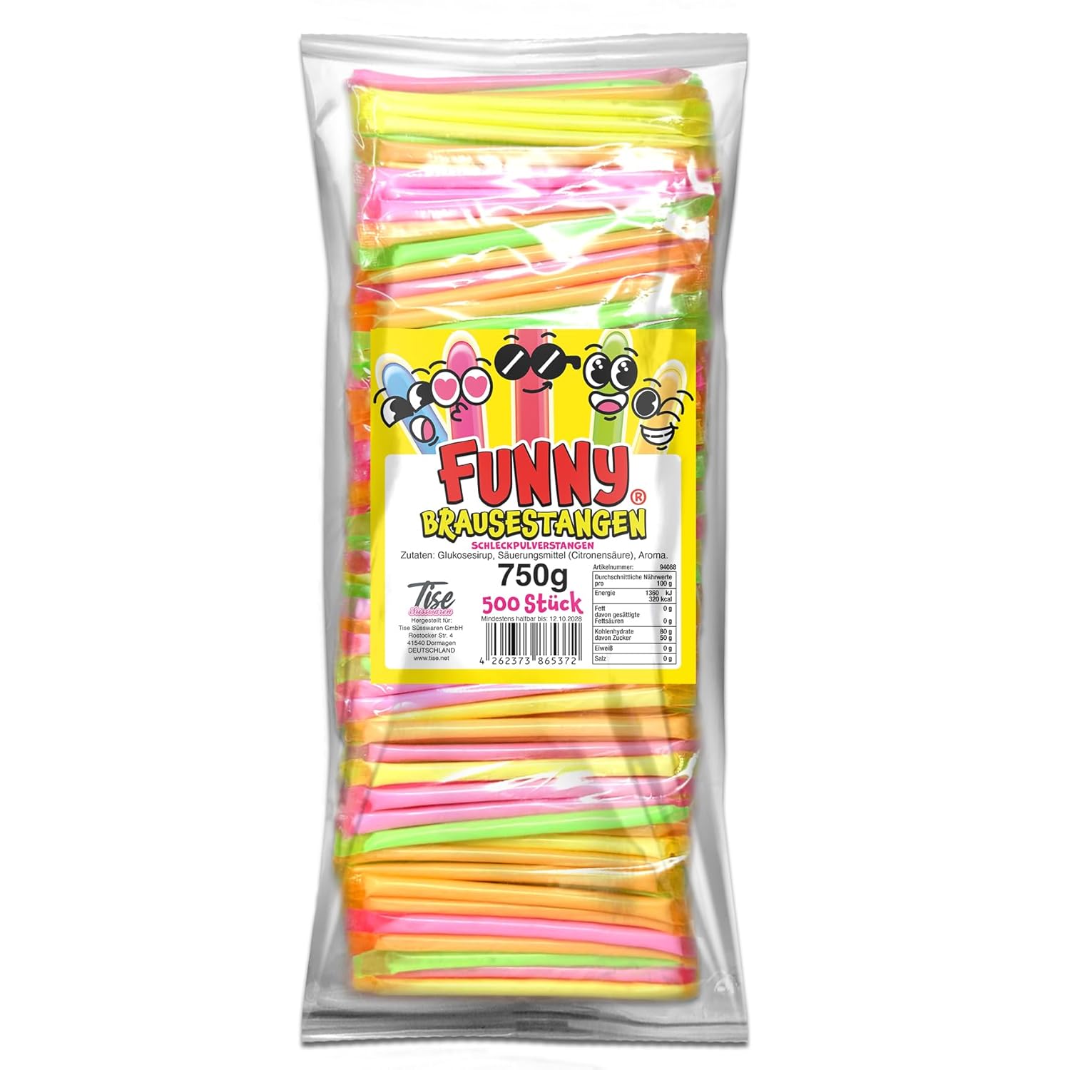Bunte Schleckpulverstangen - Funny Brausestangen